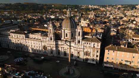 piazza navona, fountain of the four rivers - forward drone shot