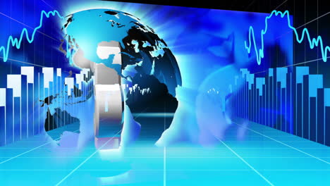 blue international finance and business concept