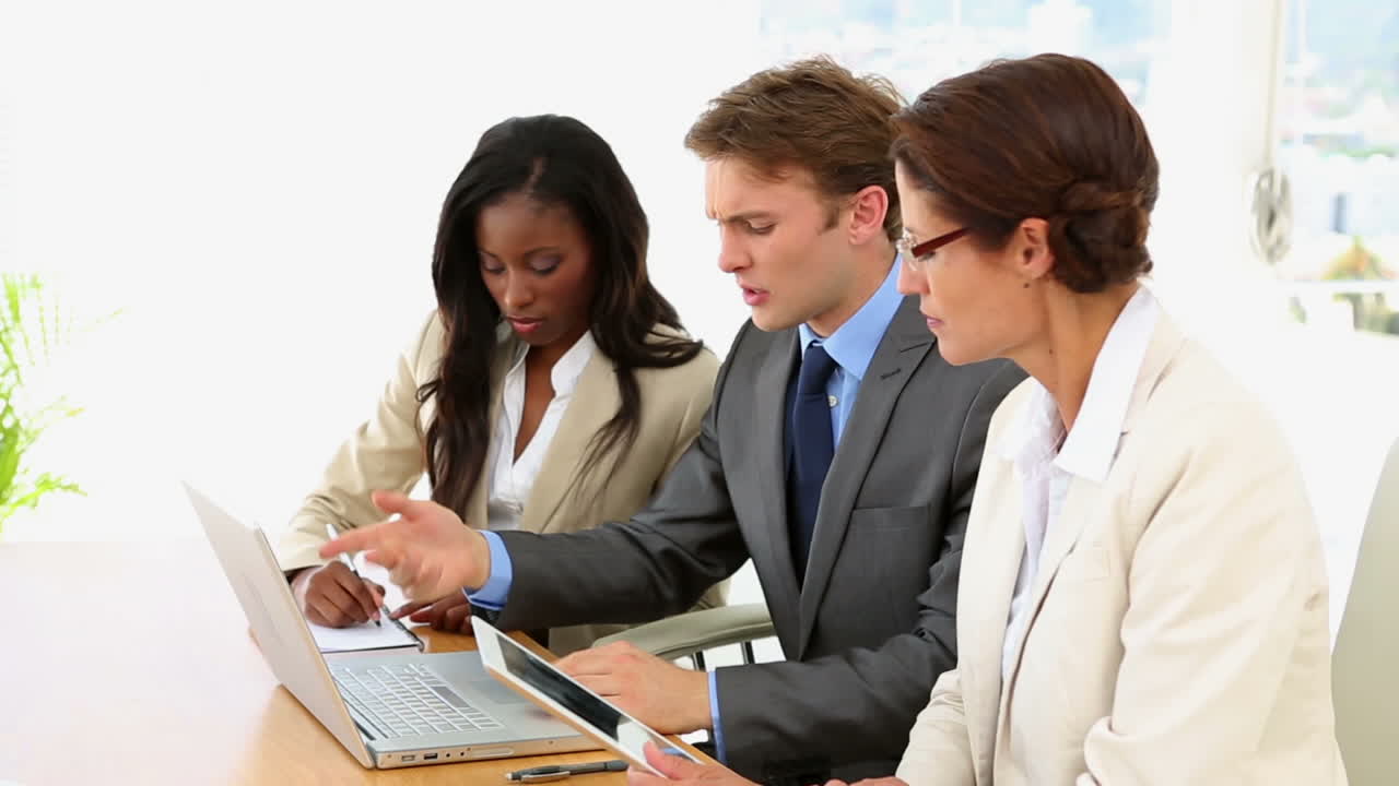Business people discussing their work