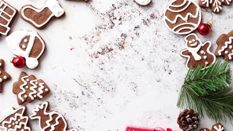 different shapes of christmas gingerbread cookies assorted in circle