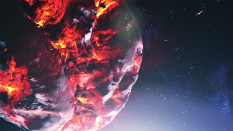 burning planet in space