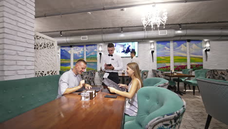 couple dining in a modern restaurant
