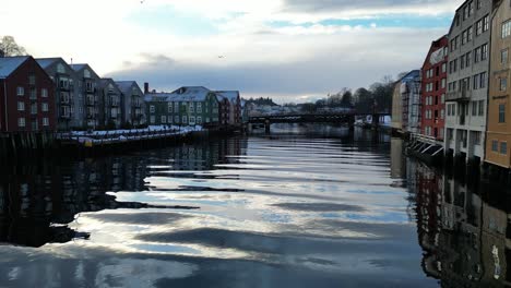 Drone-footage-from-Trondheim,-Norway