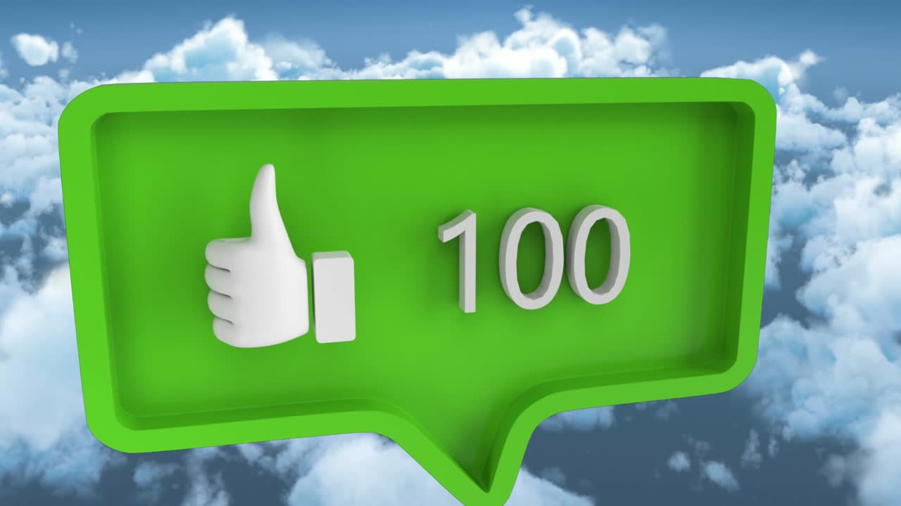 구름과 하늘 위에 자라는 숫자의 애니메이션