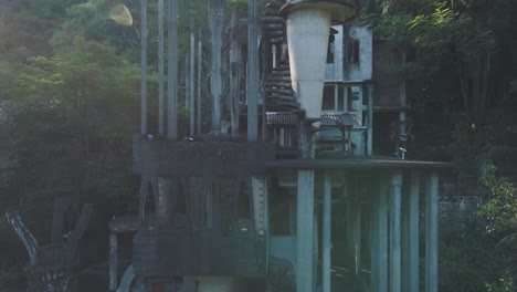 surrealistic concrete structures of las pozas surrounded by rainforest in the mountains of mexico