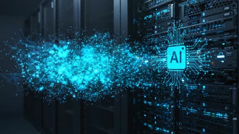 exploring the intersection of artificial intelligence and data processing: a visual representation of ai integration within modern server technology and its impact on cloud computing