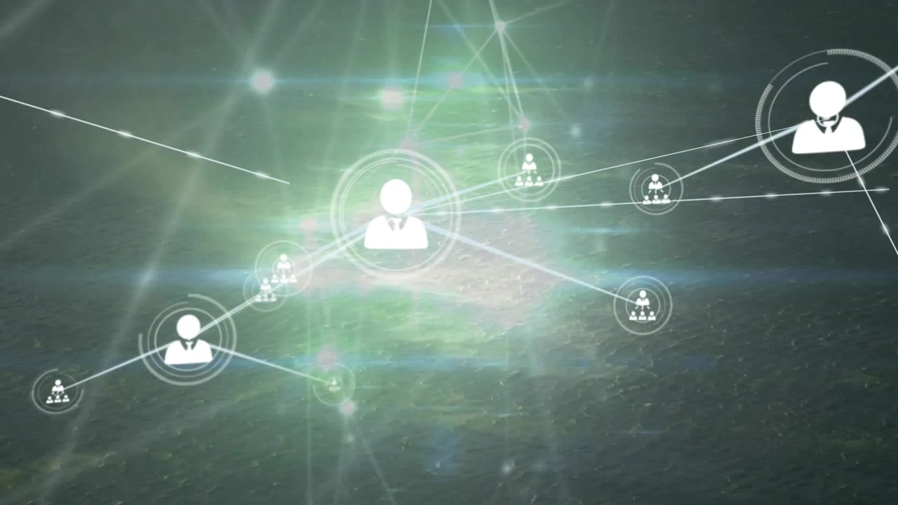 Animation af netværk af forbindelser med ikon af mennesker med databehandling