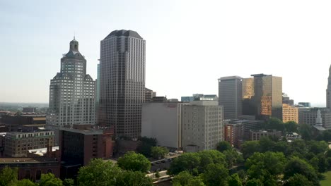 Hartford,-Connecticut-skyline-with-drone-video-moving-sideways