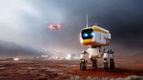futuristic robot on mars