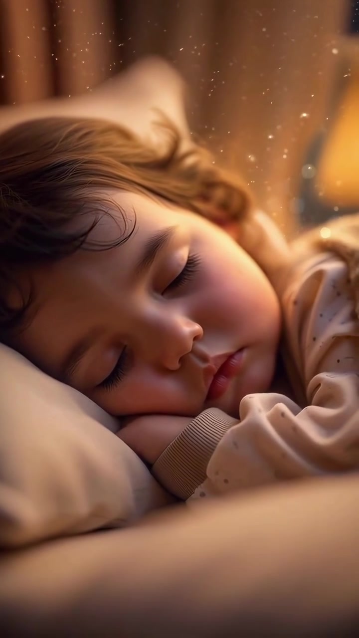 Adorabile bambino che dorme profondamente con una luce calda e soffusa