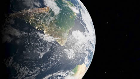 formación de nubes en la atmósfera sobre sudamérica, tierra desde el espacio en 3d, vertical