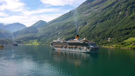 cruise ship in a norwegian fjord