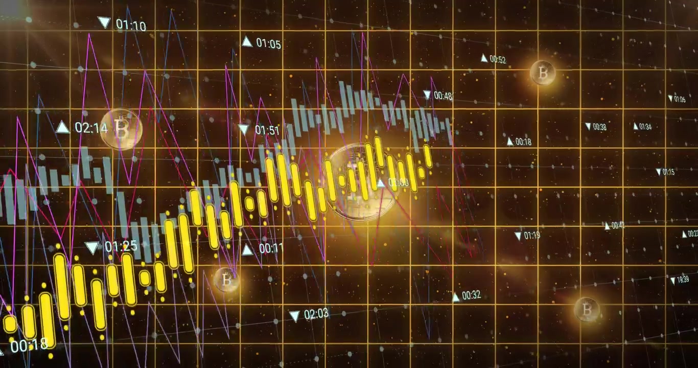 Digital Bitcoin Market Chart with Fluctuating Price Trends