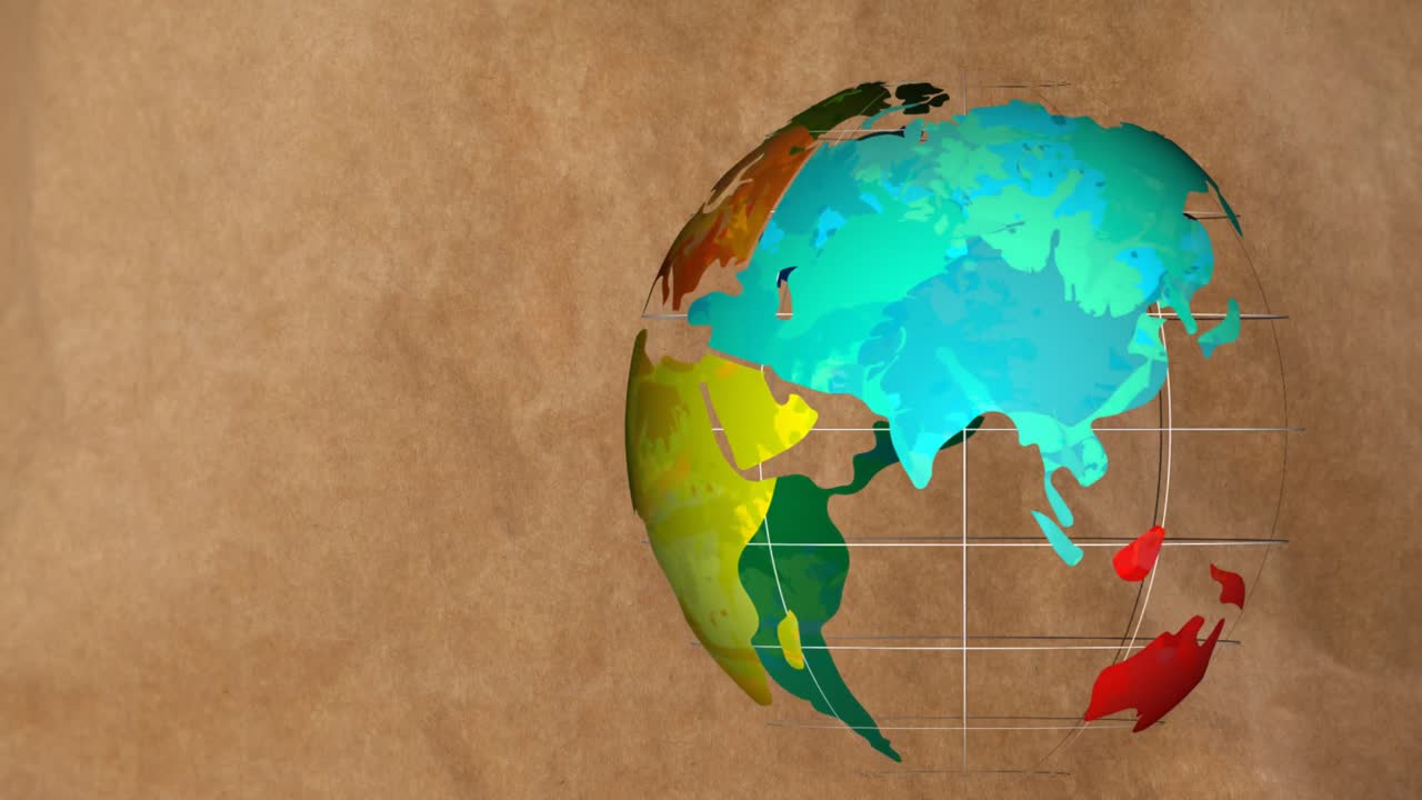 el globo girando en fondo de cartón 4k