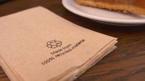 recycled napkins in a cafe