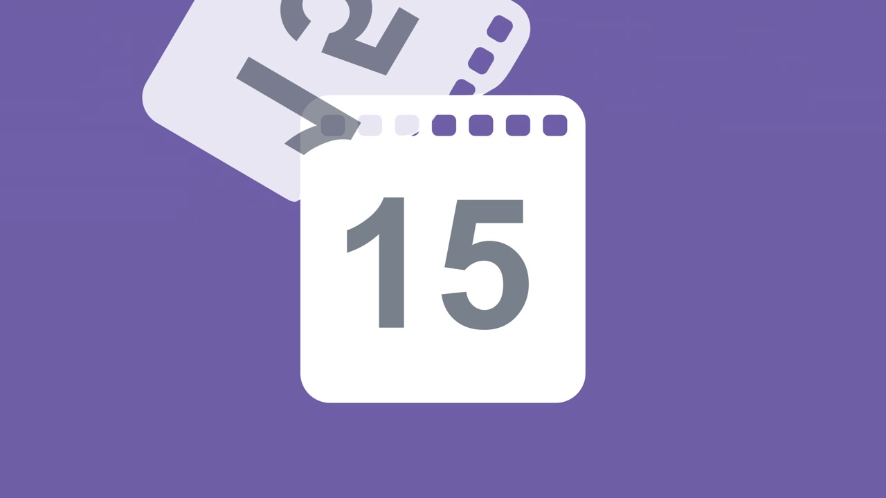 Pagine di calendario animate che scorrono attraverso trentuno giorni