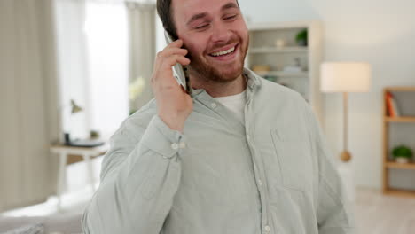 Phone-call,-communication-and-man-talking-in-home