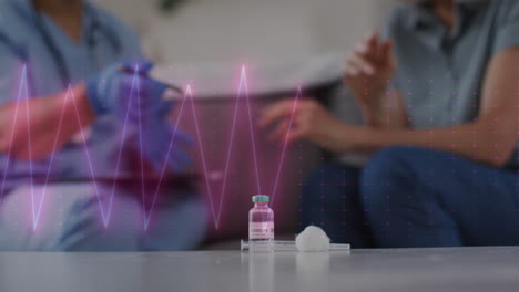 animación del cardiógrafo sobre diversos médicos y pacientes