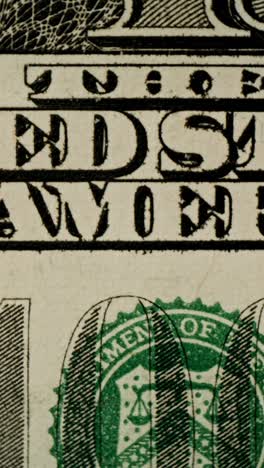 close-up of a us one hundred dollar bill