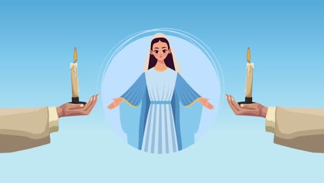 la virgen maría con el vestido azul