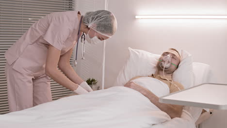 nurse performing medical procedures on patient