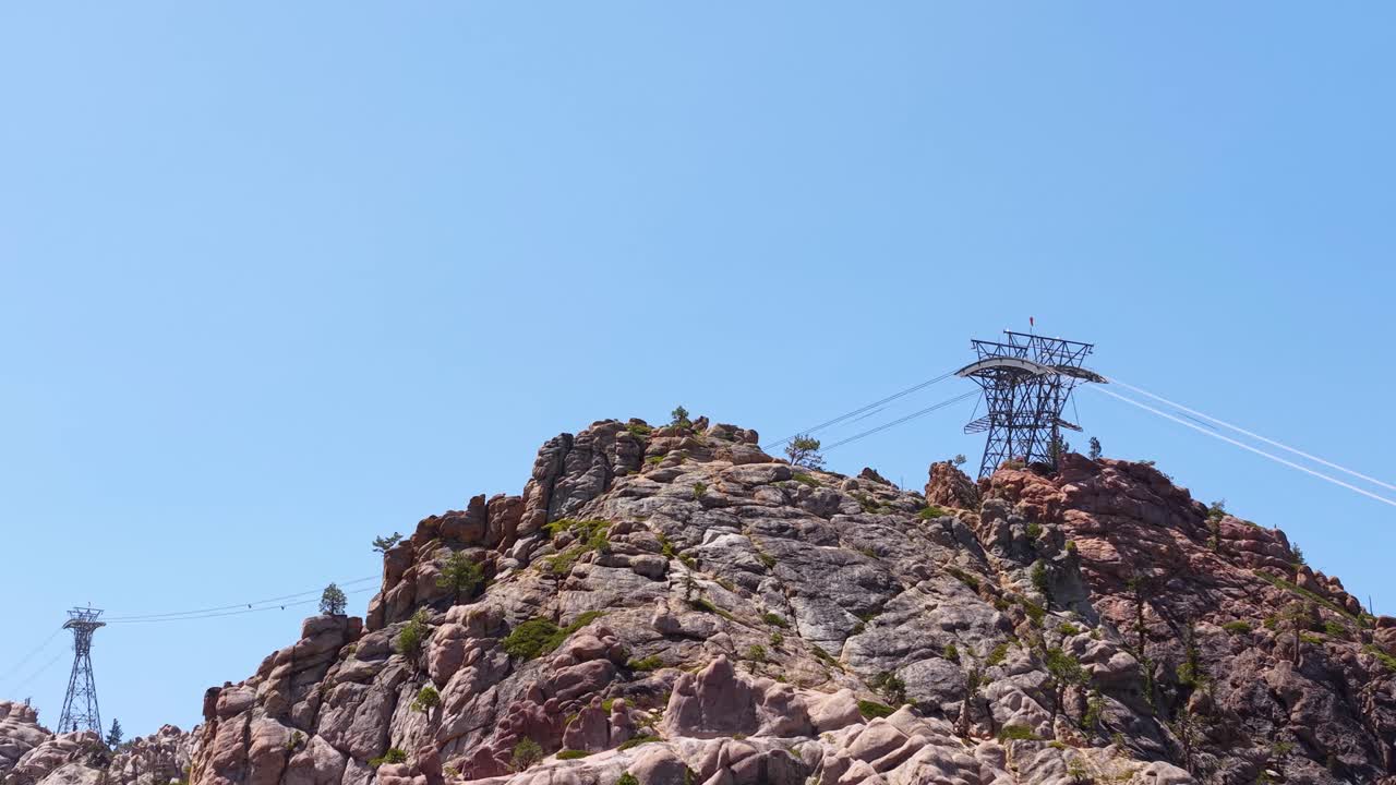 Olympic Valley, Lake Tahoe CA USA, Drone Shot of Aerial Tram Hilltop Station Tower
