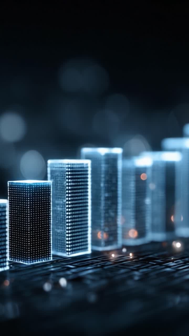 An Abstract Visualization of Glowing Digital Bar Graphs Representing ...