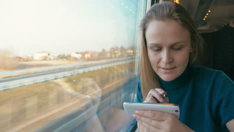 chatting on the phone during train journey