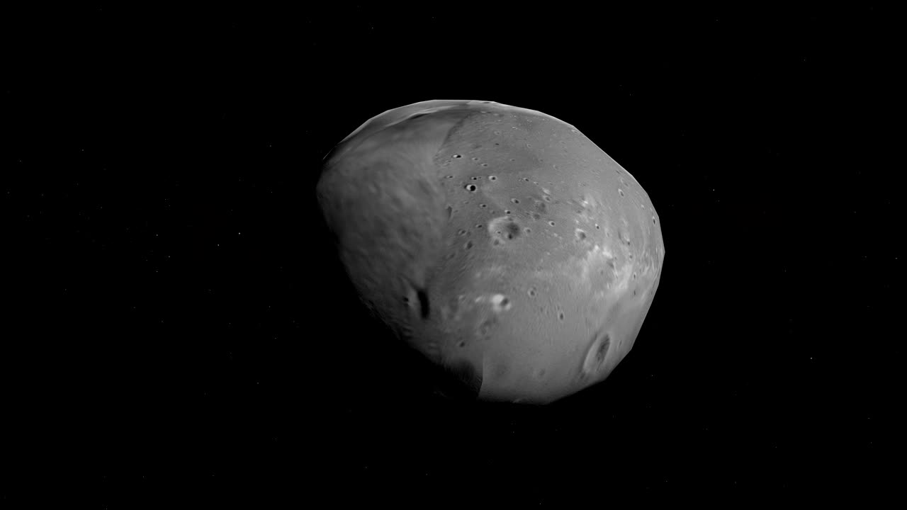 satélite marciano deimos, marte ii, girando. bucle