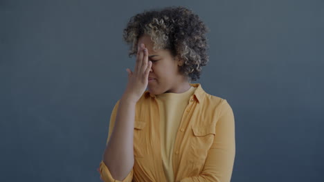 woman with a distressed expression