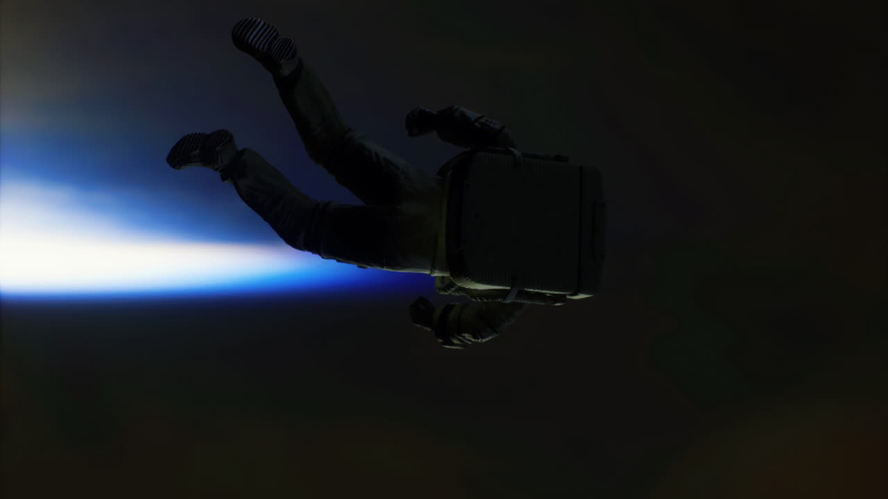 Astronauta in una tuta spaziale che vive un'entusiasmante discesa nello spazio