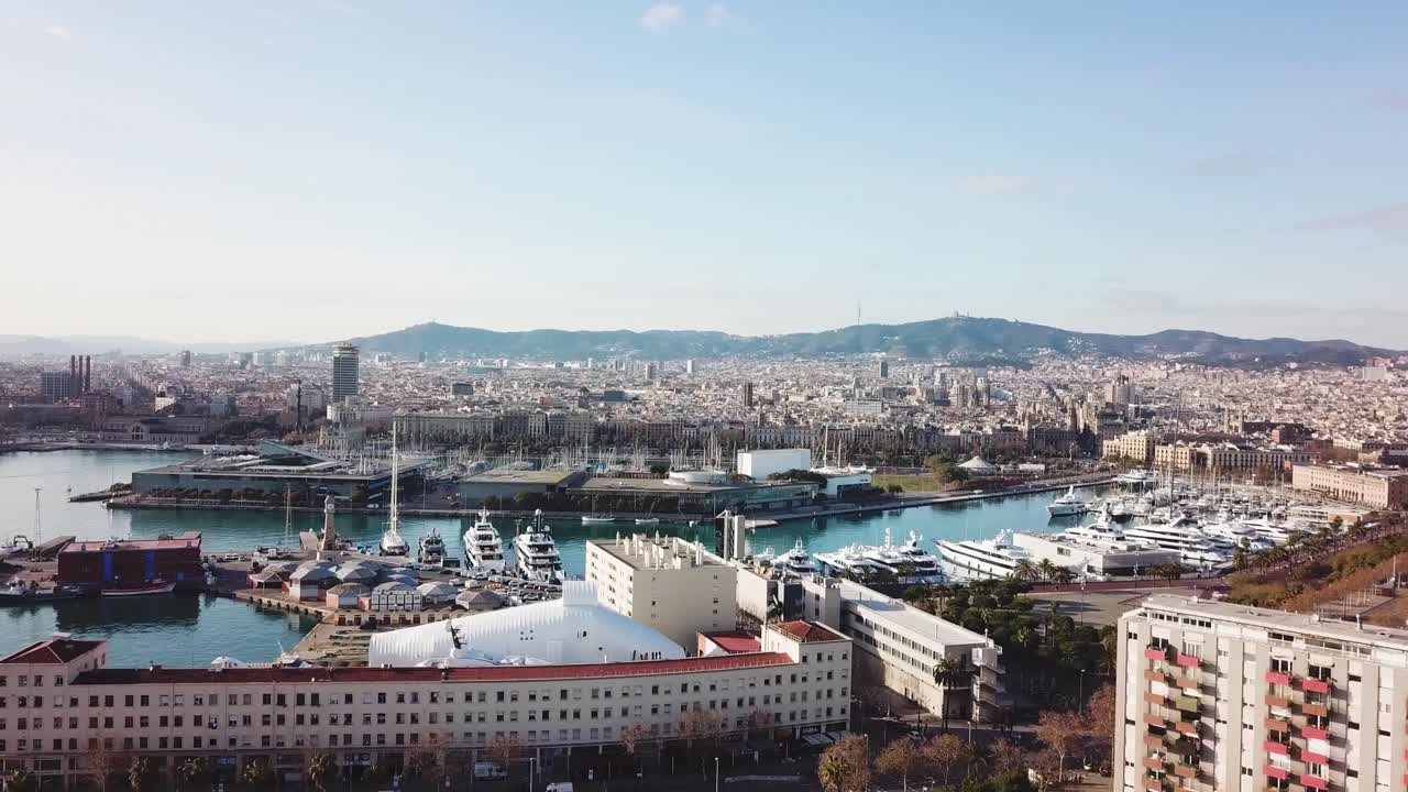 바르셀로나 도시 풍경의 공중 사진