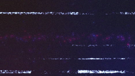 glitch effect animation over cosmic background with purple and blue hues