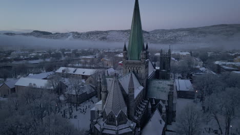 gothic architecture of nidaros cathedral in the city of trondheim in trondelag county, norway