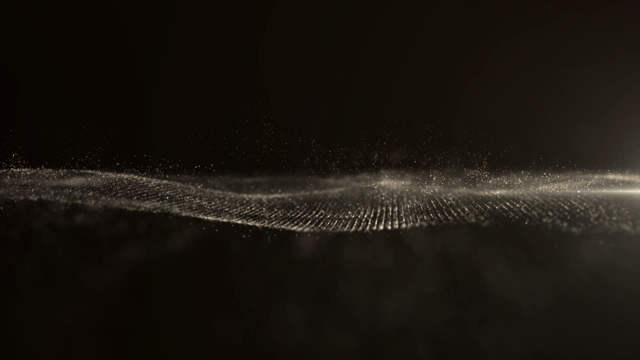 Futuristic digital abstract luxurious sparkling wave particles flow de-focus for festive season Christmas, New Year, Chinese New Year, Valentine background