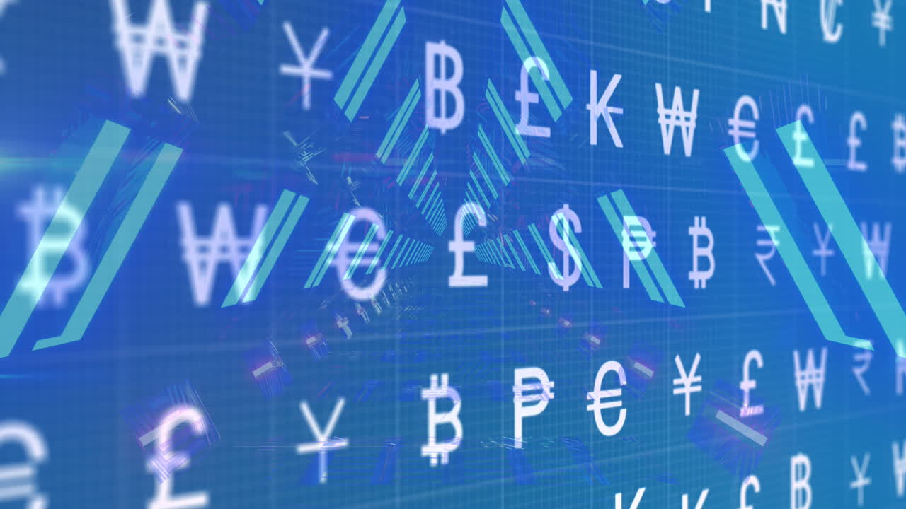 ネオントンネルの上の通貨シンボルのアニメーション