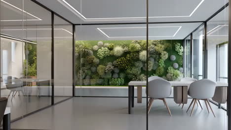 modern office meeting room with green wall