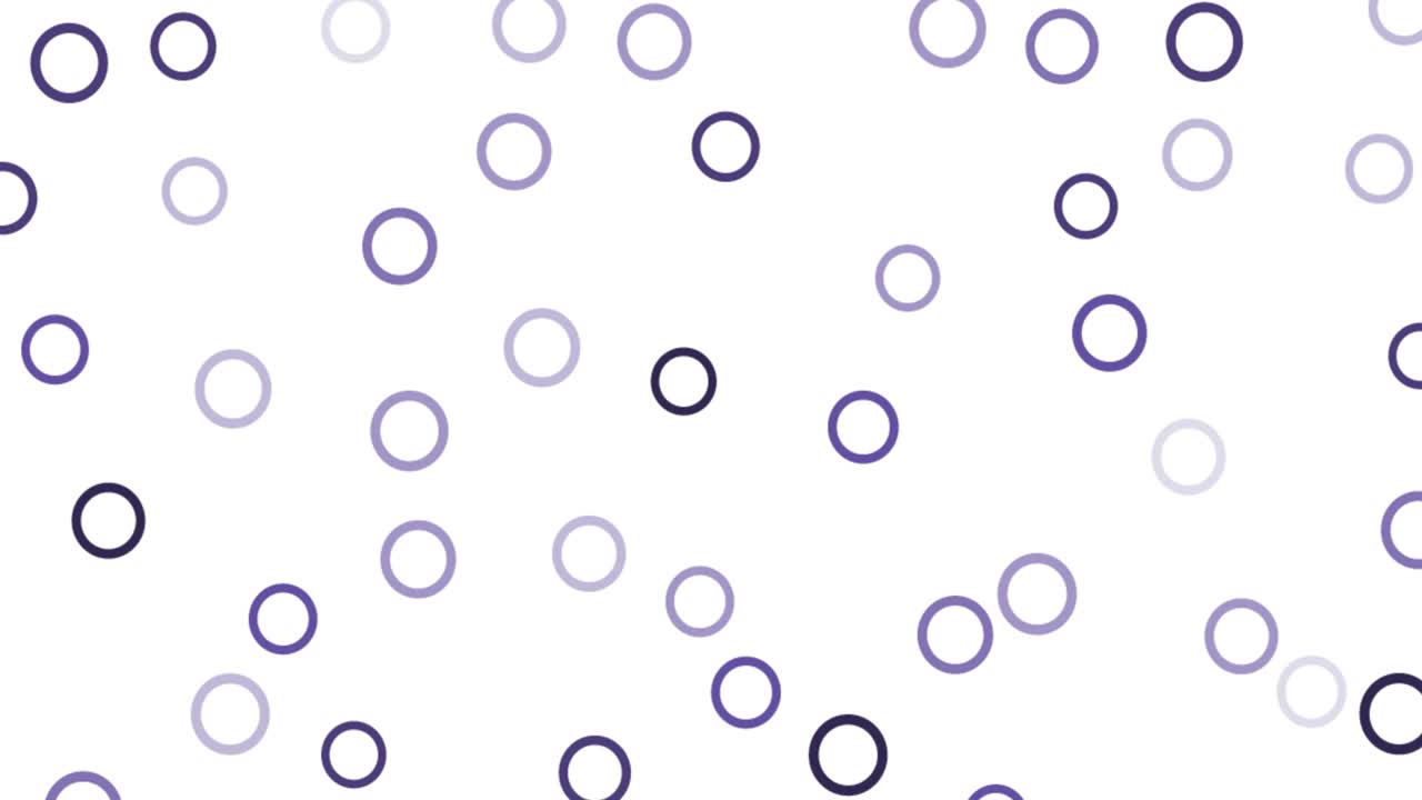 animación digital de múltiples formas circulares púrpuras contra un fondo negro