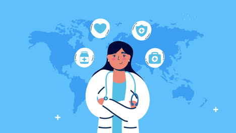 doctora femenina con el planeta tierra