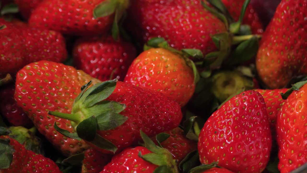Closeup of strawberry juicy fruit