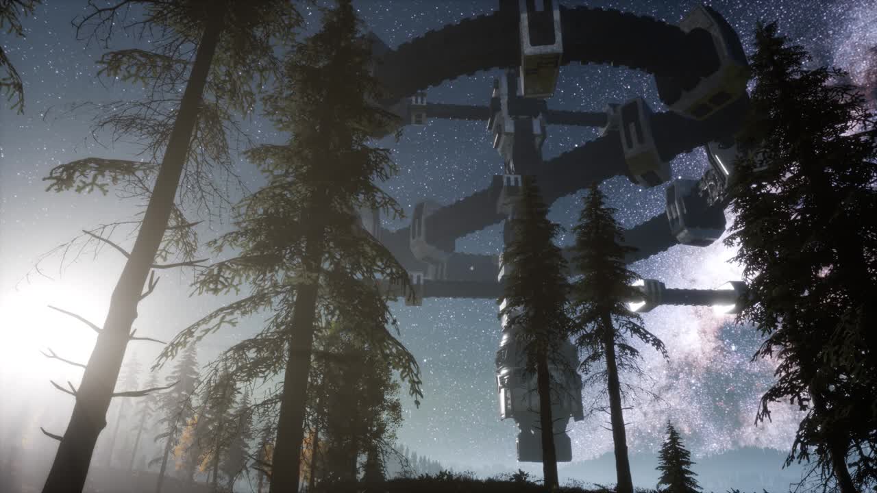 Alien Spaceship over Forest