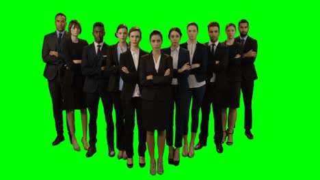 Portrait-of-business-executives-stand-with-arms-crossed