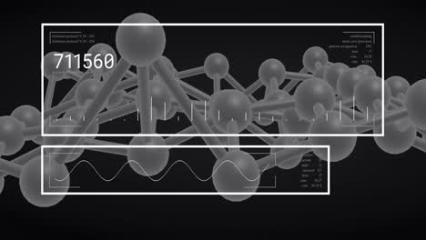 animation of digital data processing over dna strand spinning