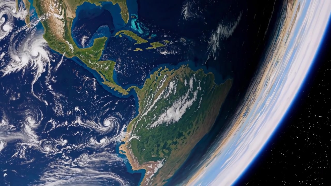 Vista satellitare della Terra in rotazione sull'America Centrale