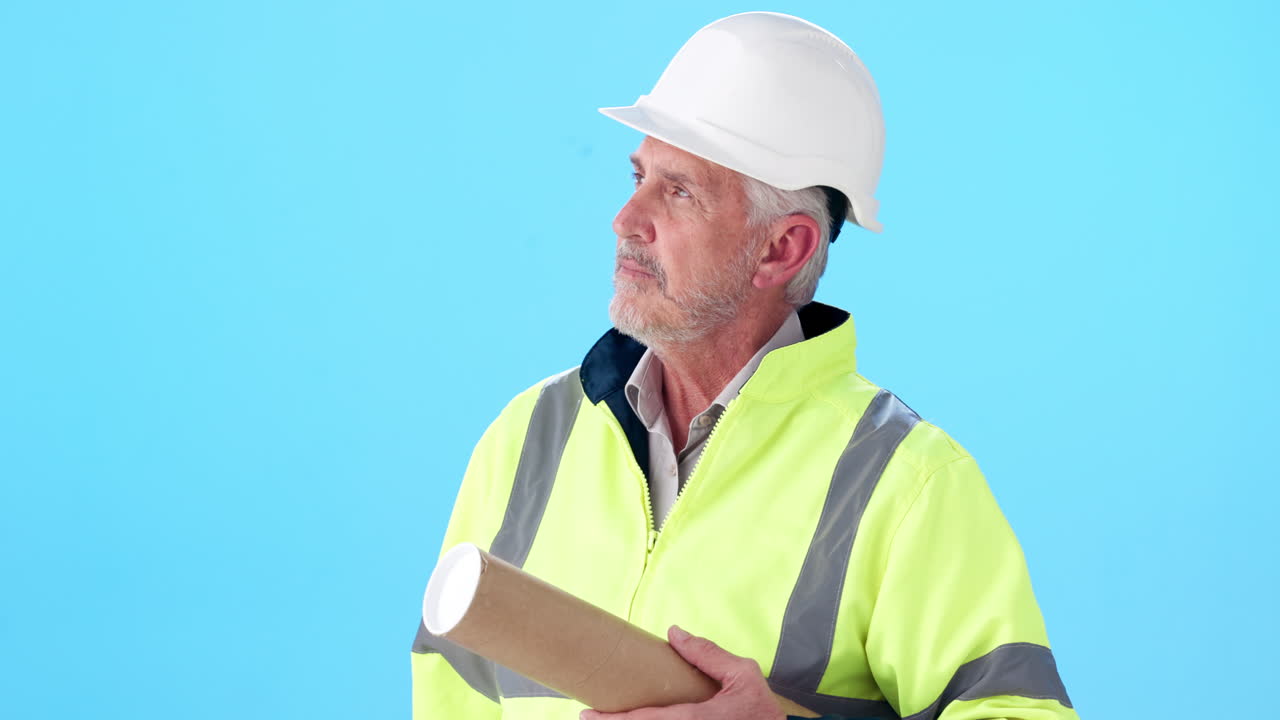 Construction Worker with Blueprint