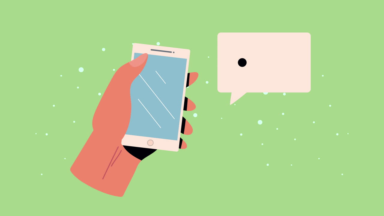 스마트폰과 음성 버블을 가진 손