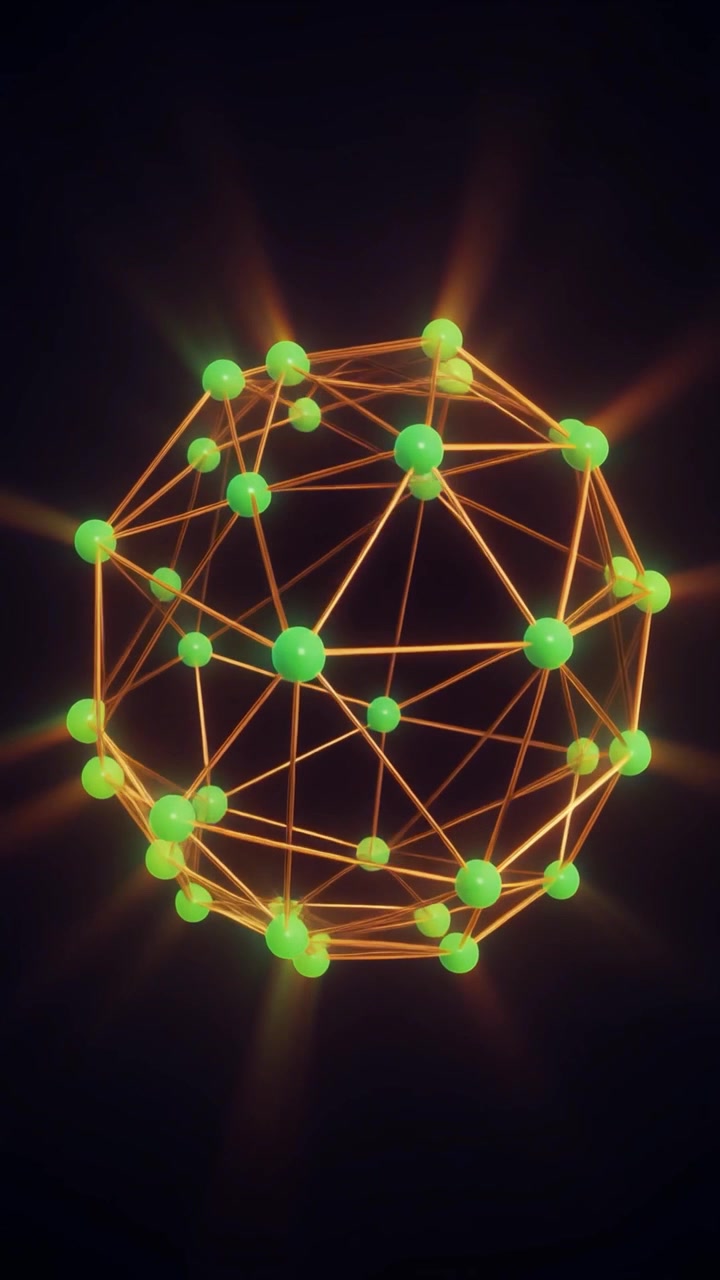 Rotating 3D Geometric Sphere with Glowing Nodes and Connections