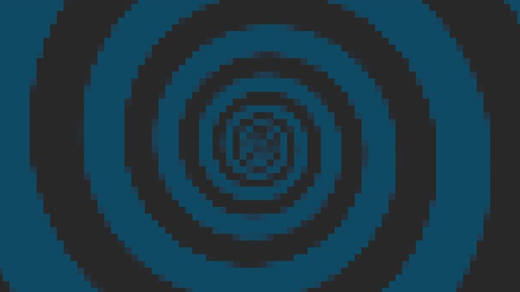 8 bit spiral with blue pixels