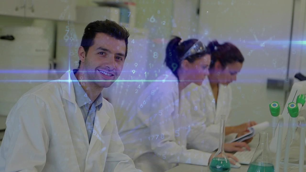 Animazione di una rete di connessioni su persone in affari in ufficio