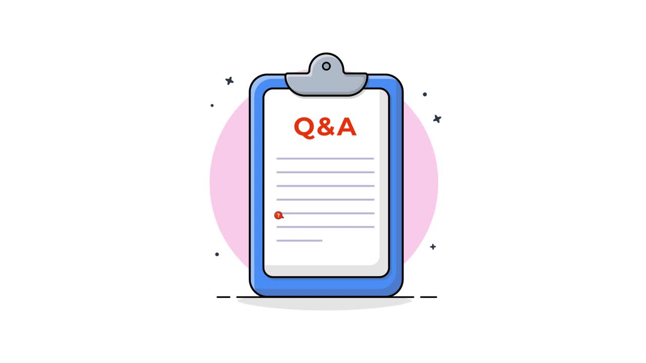 Animated Q&A on Clipboard with Pencil and Question Mark